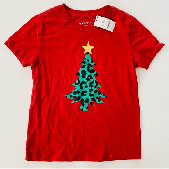 Mighty Fine | @ Animal Print Christmas Tree T-shirt NWT S Leopard - Picture 2 of 5